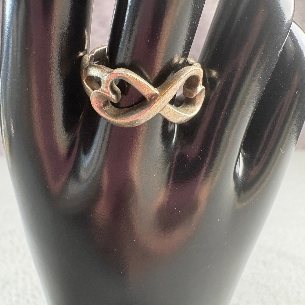 Tiffany & Co Paloma Picasso Double Loving Heart Infinity Ring Silver 9.75